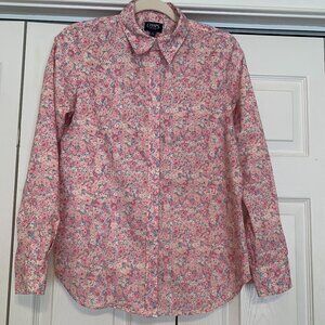 Chaps Long Sleeve Button Down No Iron Pink Floral Size S